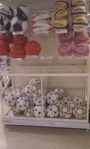Tesco's display of Mitre sports balls